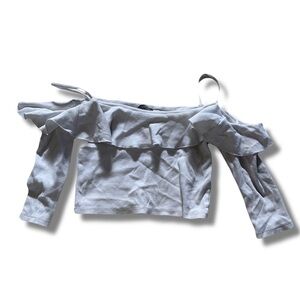 ZARA White Off Shoulder Ribbed Crop Top | Spaghetti Strap Size Small